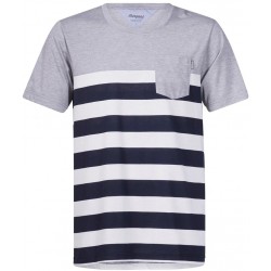 white/navy striped/grey melange