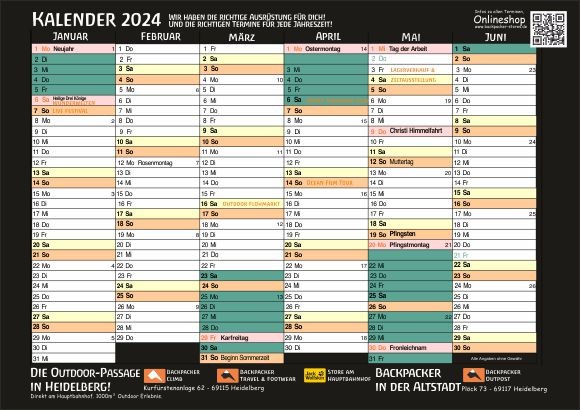 Backpacker Kalender 2024!
